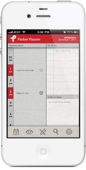 Parker Planner app interface